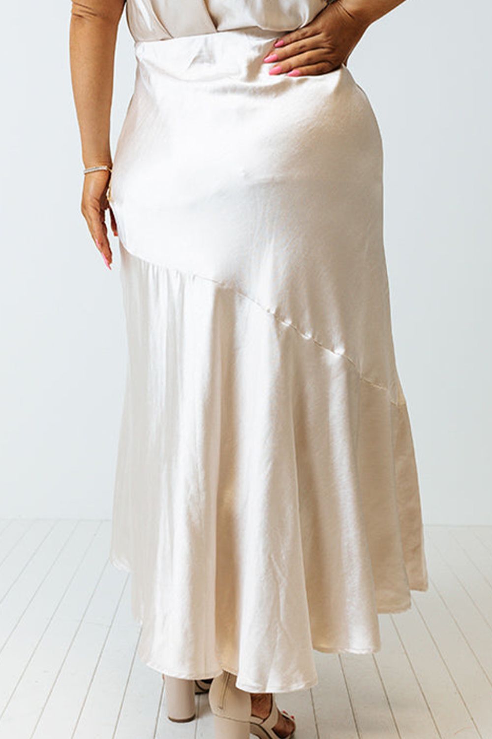 Plus Size Slit Ruffled Skirt  