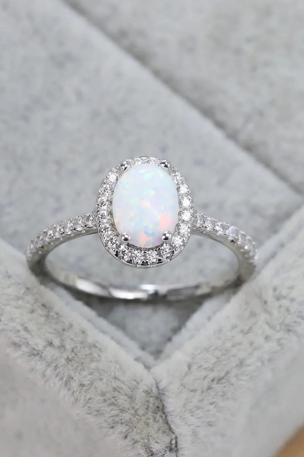 Opal 925 Sterling Silver Halo Ring  