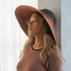 RIRI DUO Jute Straw Hat, in Burnt Sienna & Black  