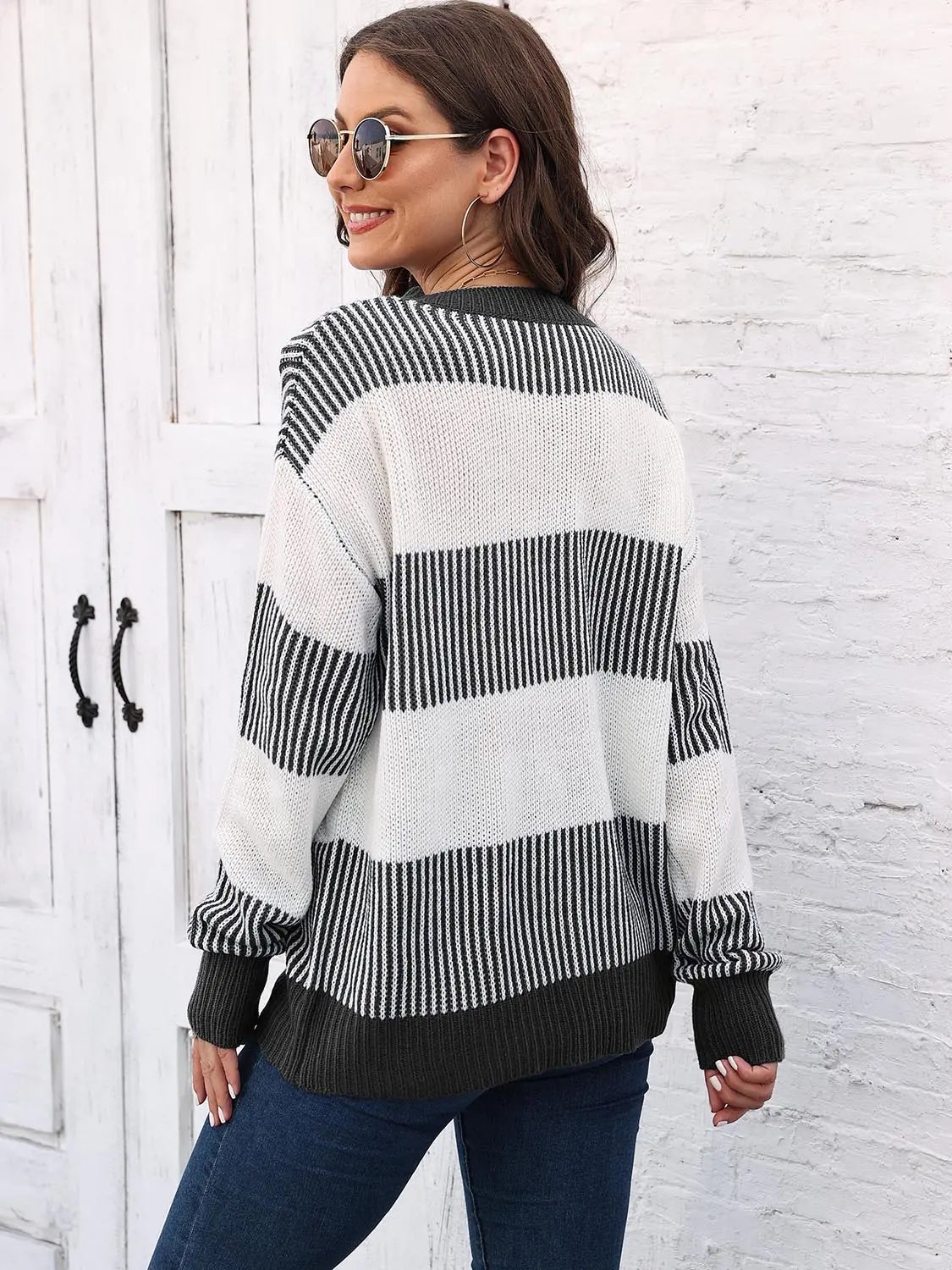 Full Size Round Neck Drop Shoulder Sweater  