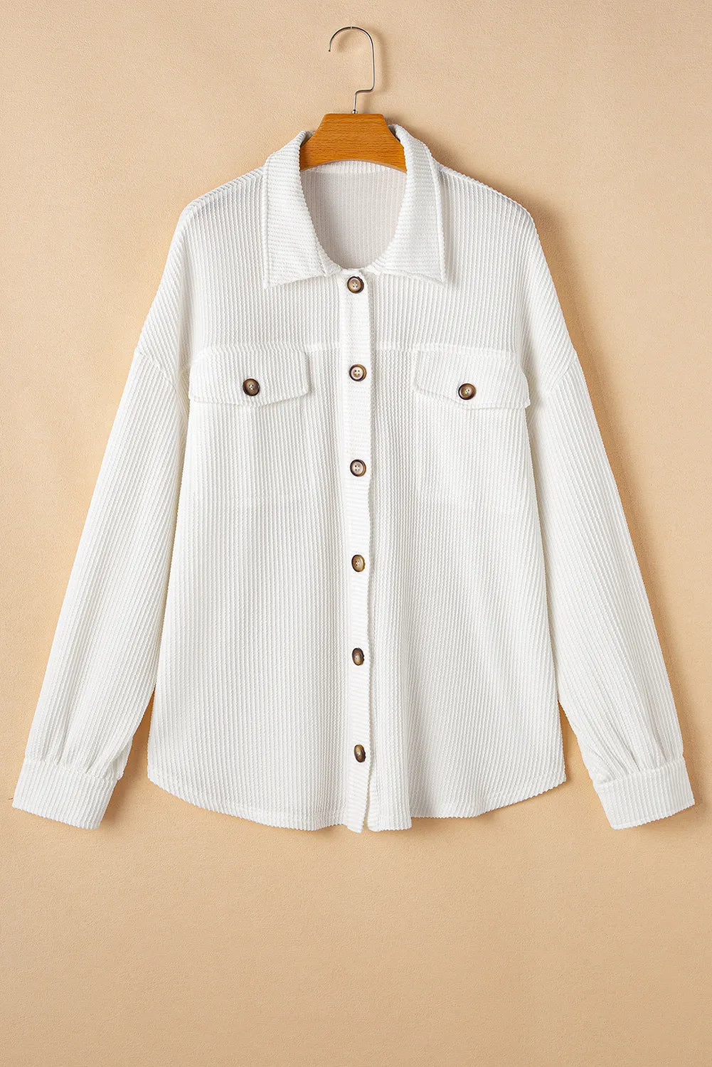 Plus Size Button Up Long Sleeve Jacket  