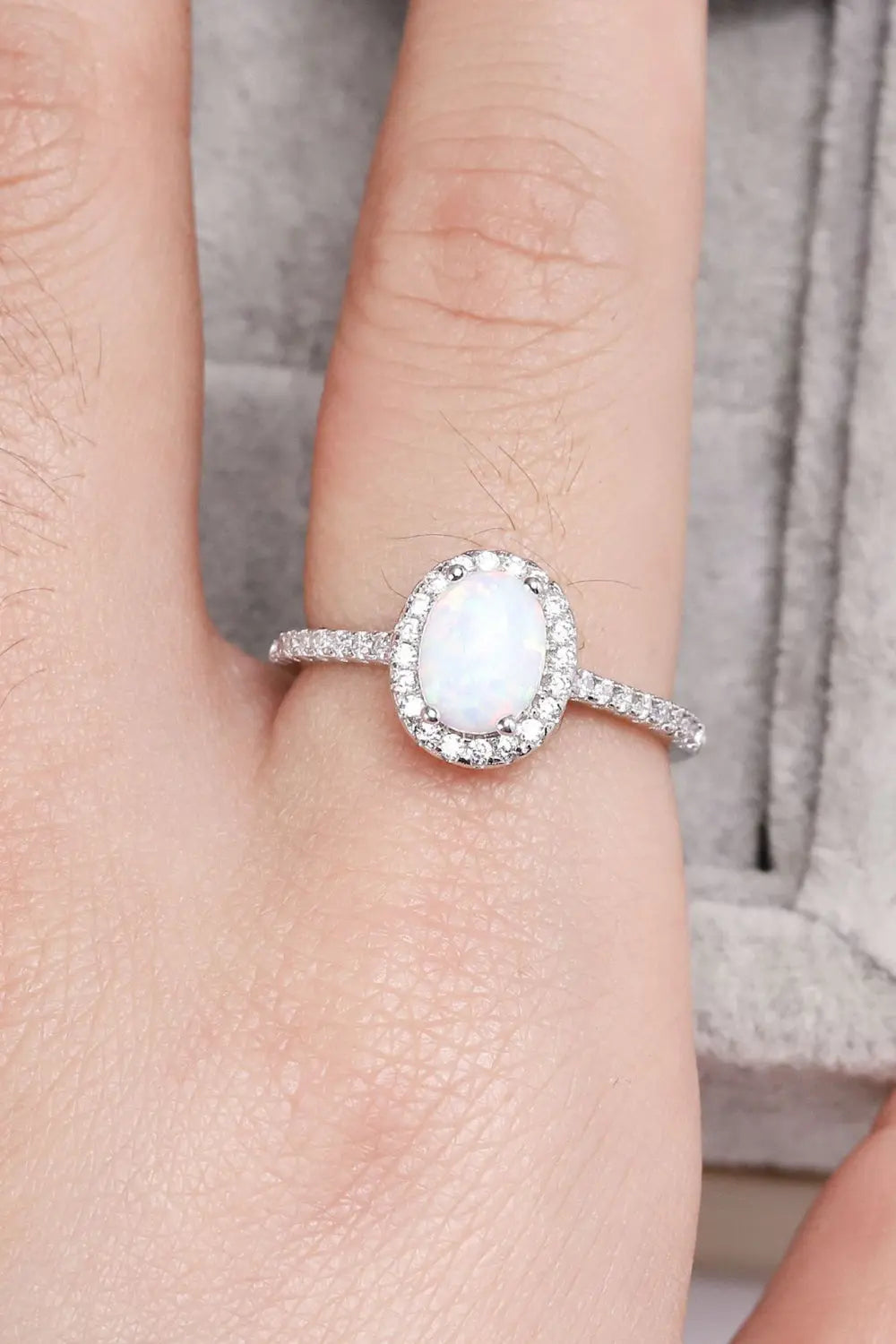 Opal 925 Sterling Silver Halo Ring  