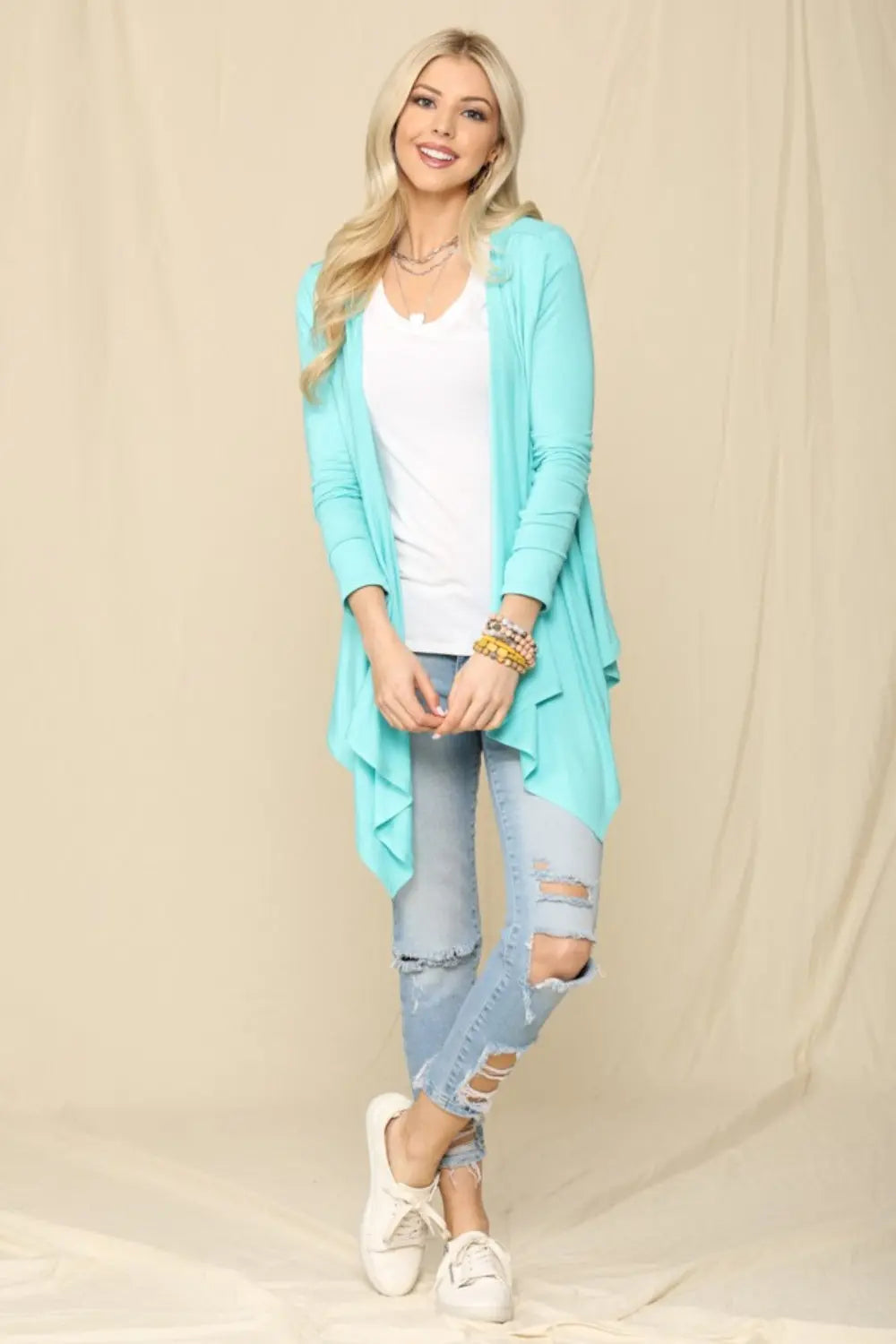 Celeste Full Size Open Front Knit Cardigan  