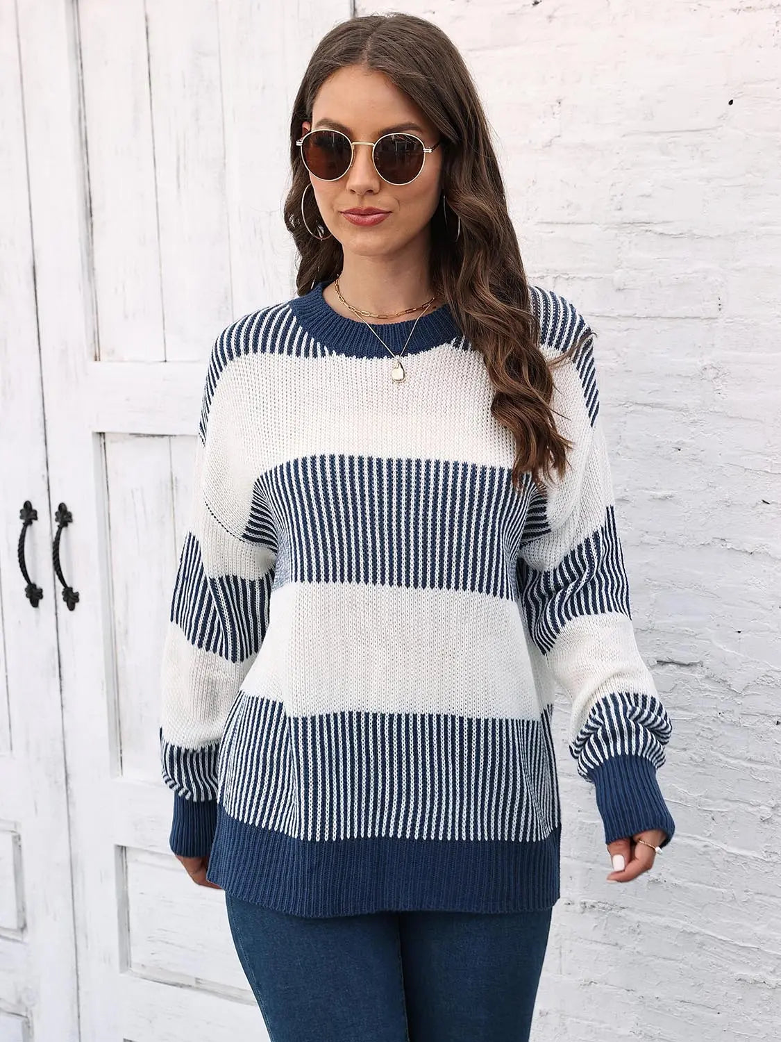 Full Size Round Neck Drop Shoulder Sweater  