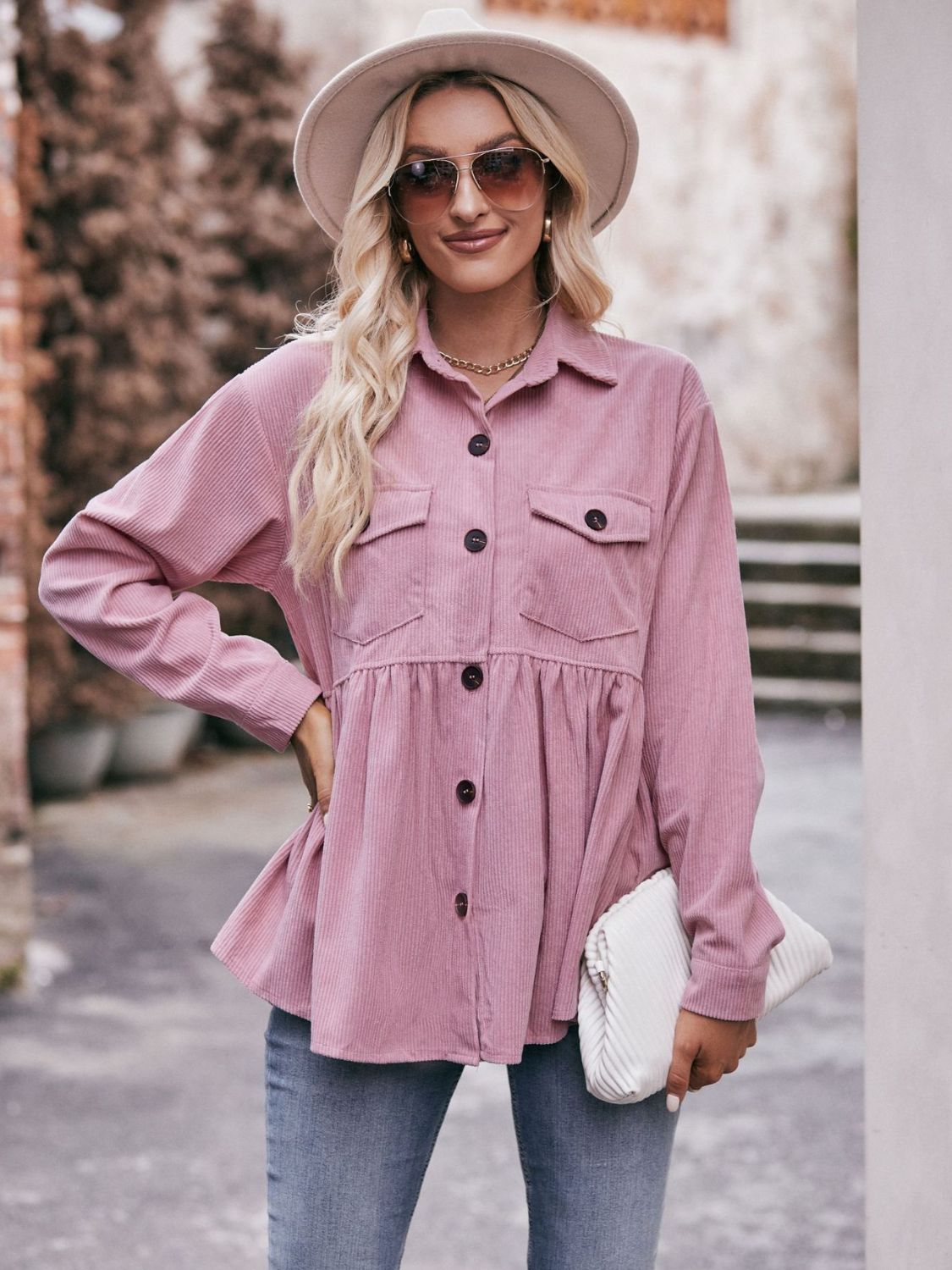 Mandy Collared Neck Long Sleeve Shirt  