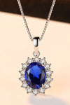 Synthetic Sapphire Pendant 925 Sterling Silver Necklace  