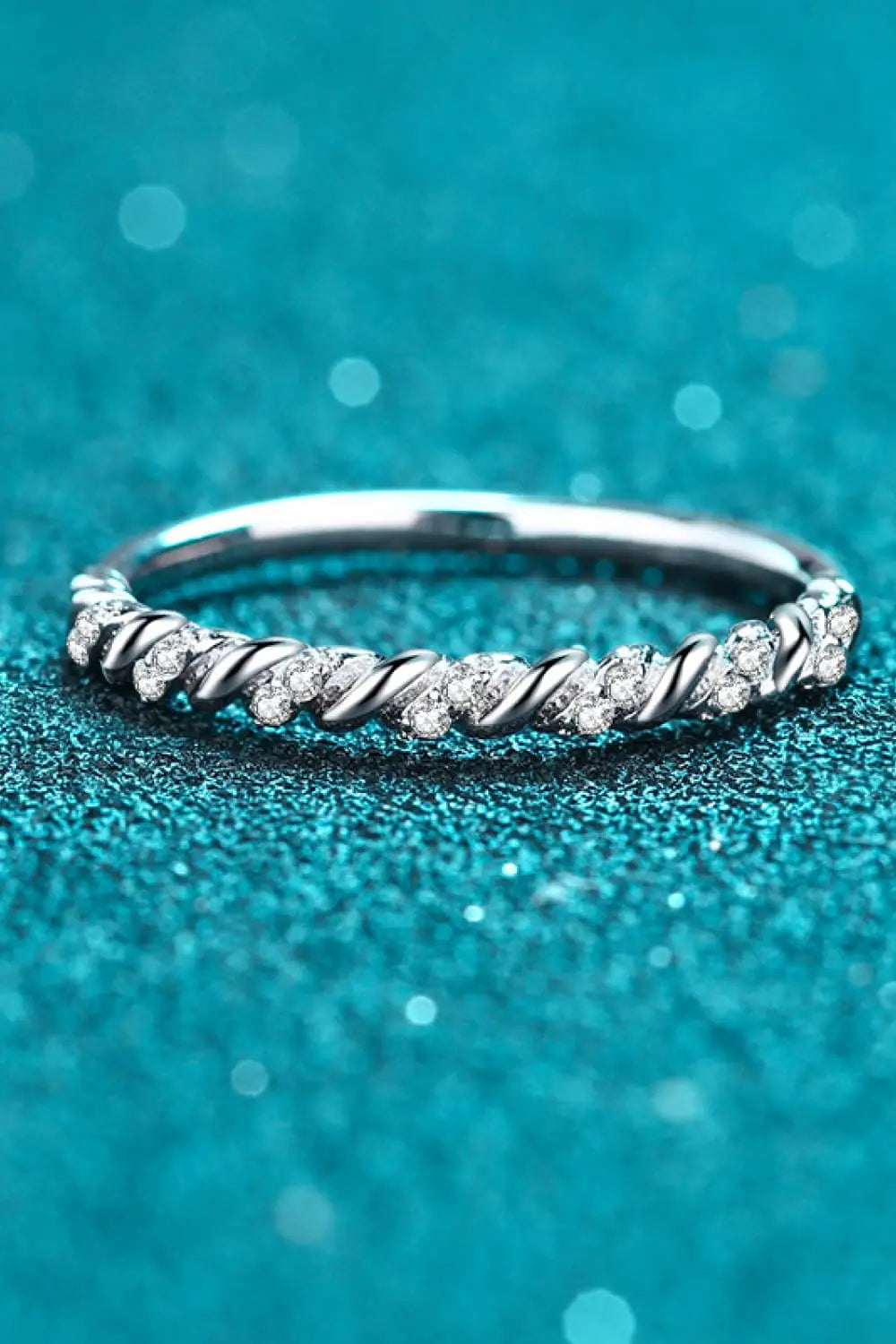 Moissanite Rhodium-Plated Half-Eternity Ring  