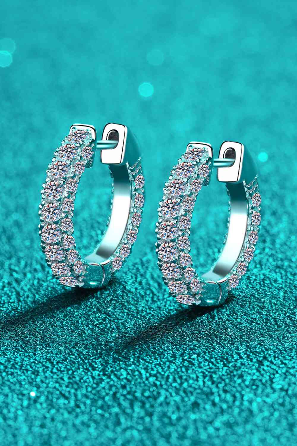 925 Sterling Silver Moissanite Huggie Earrings