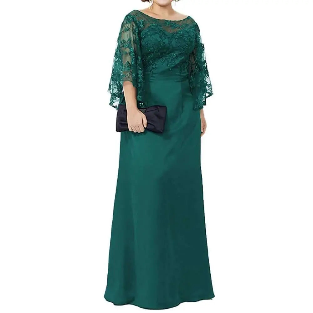 Long Sleeve Lace Top Plus Size Mother of the Bride Dress Floor Length