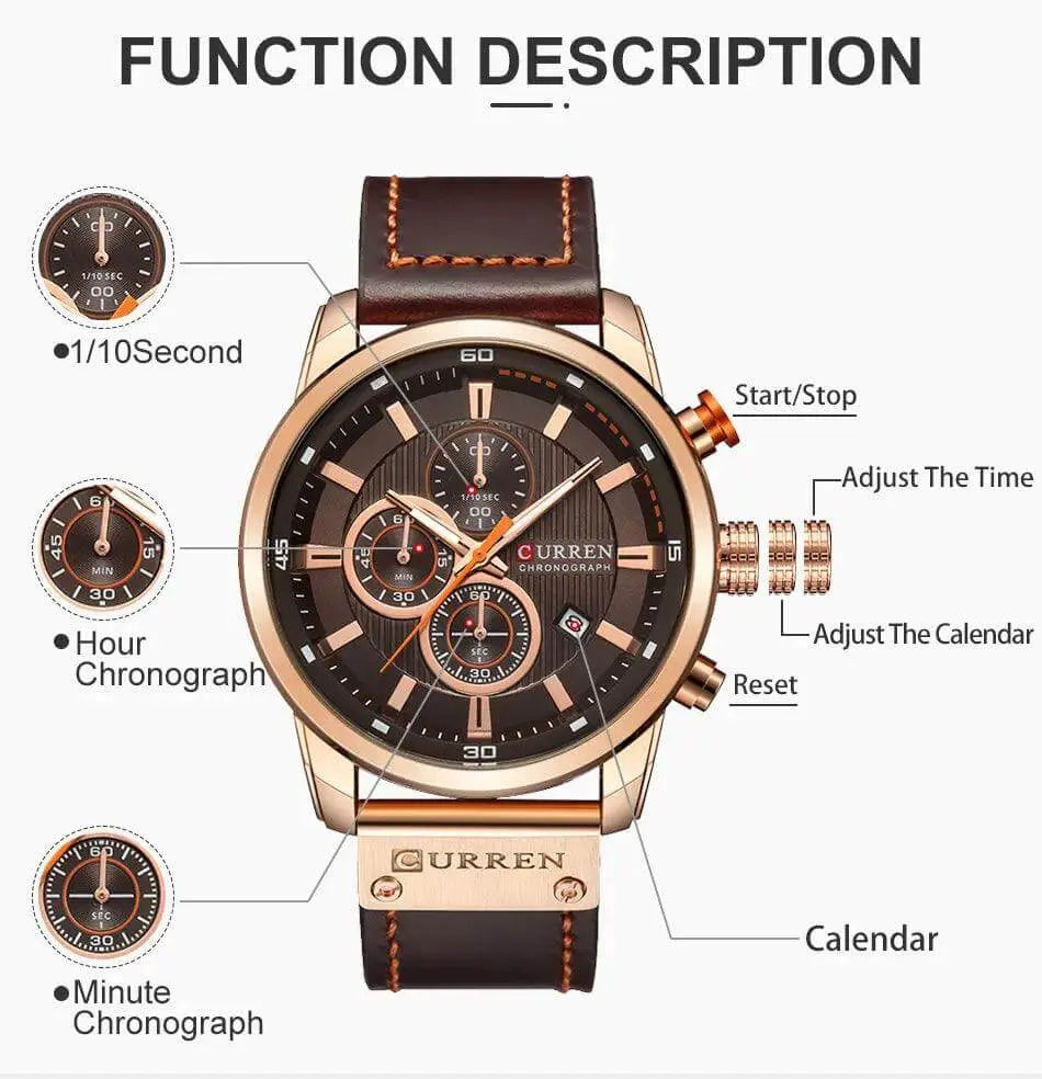 Top Brand Luxury Chronograph Quartz Watches for Men -  Military Army Mens Sports Watches