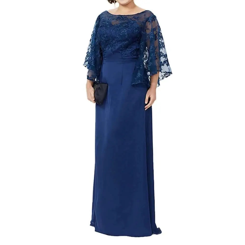 Long Sleeve Lace Top Plus Size Mother of the Bride Dress Floor Length