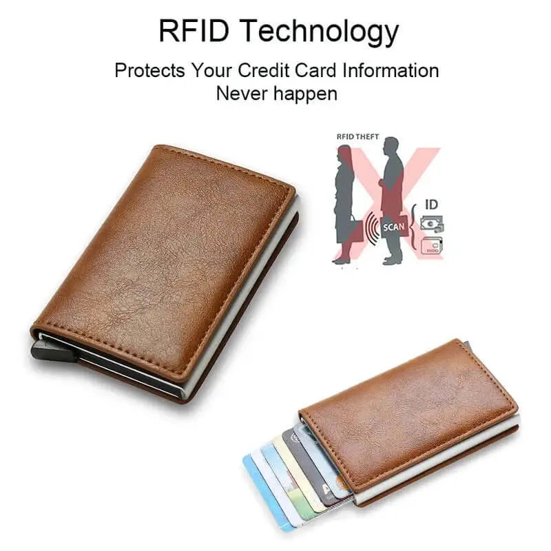 Leather Slim Mini Credit Card Wallet Men