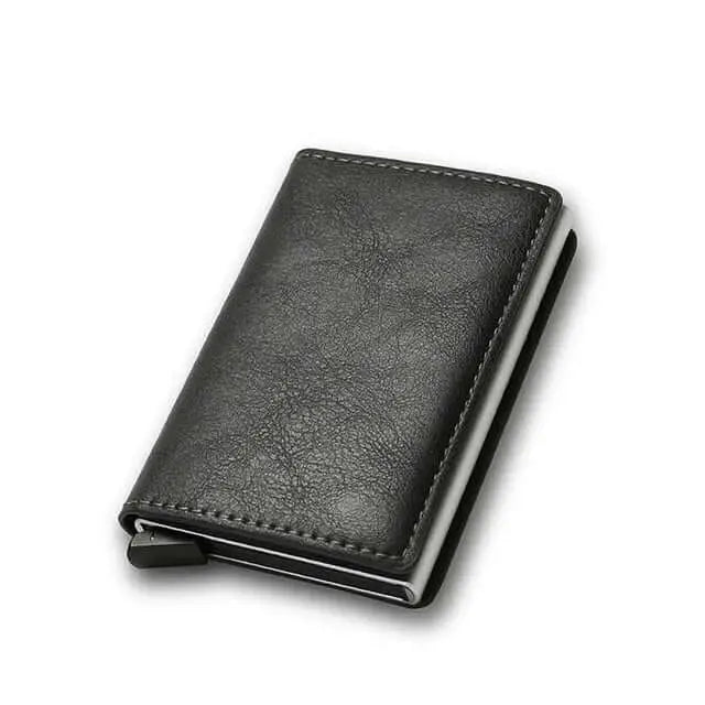 Leather Slim Mini Credit Card Wallet Men