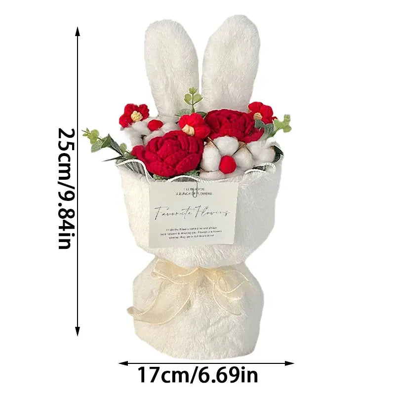 echo-friendly Finished Crochet Knitted Flowers Bouquet Cute Rose For Gift and Decor