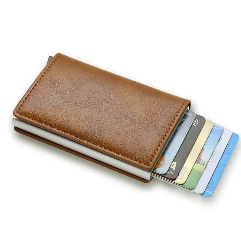 Leather Slim Mini Credit Card Wallet Men