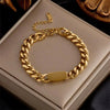 316L Stainless Steel Fashion Link Chain Bangle Charm Bracelets for Women