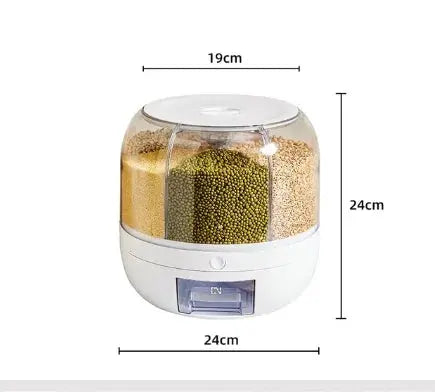 eco-friendly 360 Degree Rotating Rice Dispenser Sealed Dry Cereal Grain Bucket Dispenser Moisture-proof Kitchen Food Container Storage Box