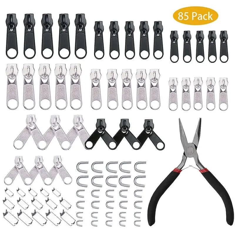 197/84/8pcs Zipper Repair Kit Zipper Replacement Puller For Clothing Tent Install Pliers Tool Stop Extension Luggage Clothing