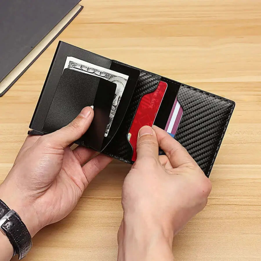 Leather Slim Mini Credit Card Wallet Men