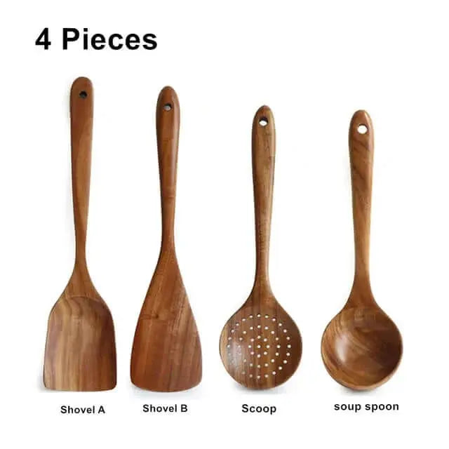 Thailand Wood Kitchenware Tools Set / Tableware Cooking Spoons