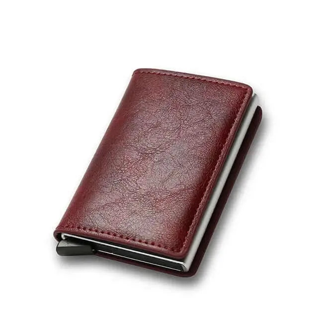 Leather Slim Mini Credit Card Wallet Men