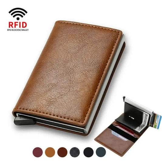 Leather Slim Mini Credit Card Wallet Men