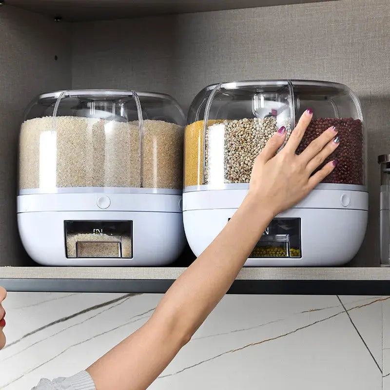 eco-friendly 360 Degree Rotating Rice Dispenser Sealed Dry Cereal Grain Bucket Dispenser Moisture-proof Kitchen Food Container Storage Box