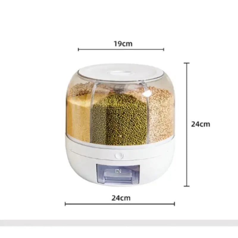 eco-friendly 360 Degree Rotating Rice Dispenser Sealed Dry Cereal Grain Bucket Dispenser Moisture-proof Kitchen Food Container Storage Box