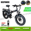 DEEPOWER G20Pro 2000W Best Electric Folding Black Bike, 36MPH, 20" Wheel With Phone Holder