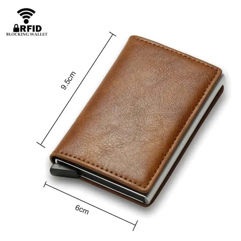 Leather Slim Mini Credit Card Wallet Men