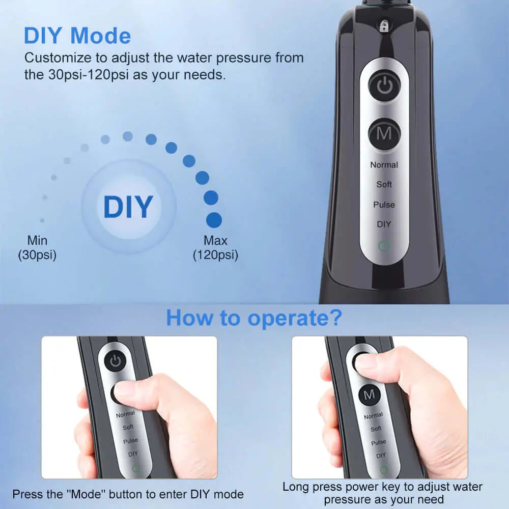 Dental Water Flosser - Teeth Whitening, Waterproof, Portable, 300ML